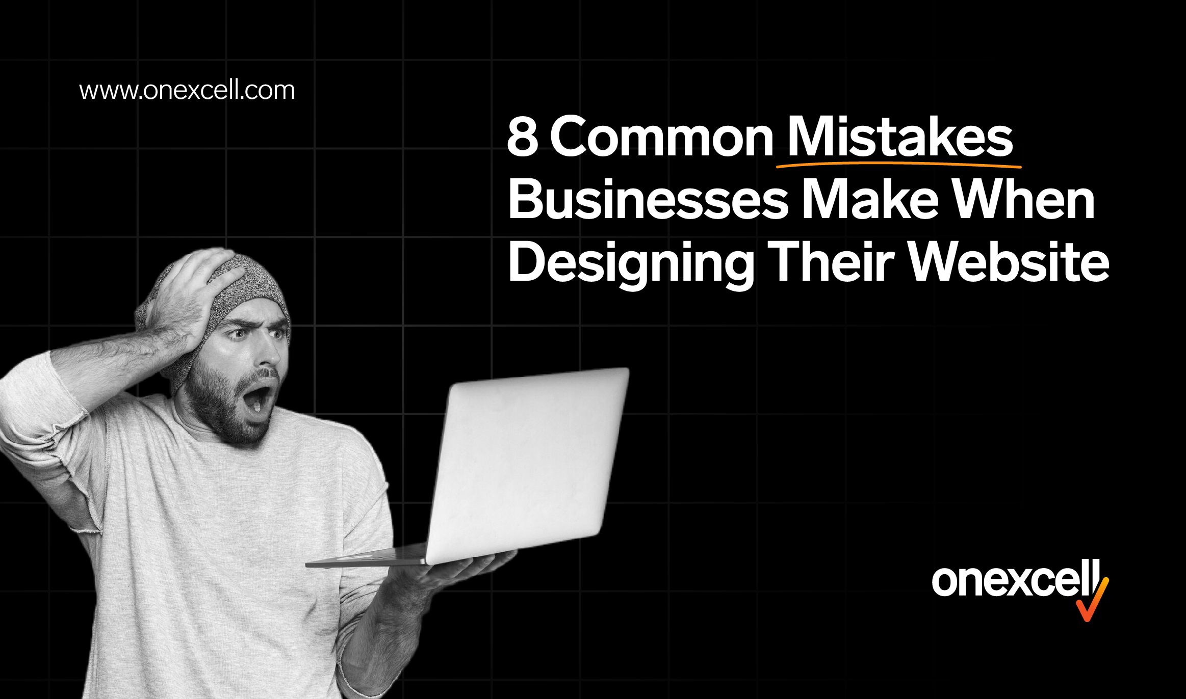 Visual guide showcasing 8 frequent web design errors by businesses, focusing on enhancing user experience and increasing conversions