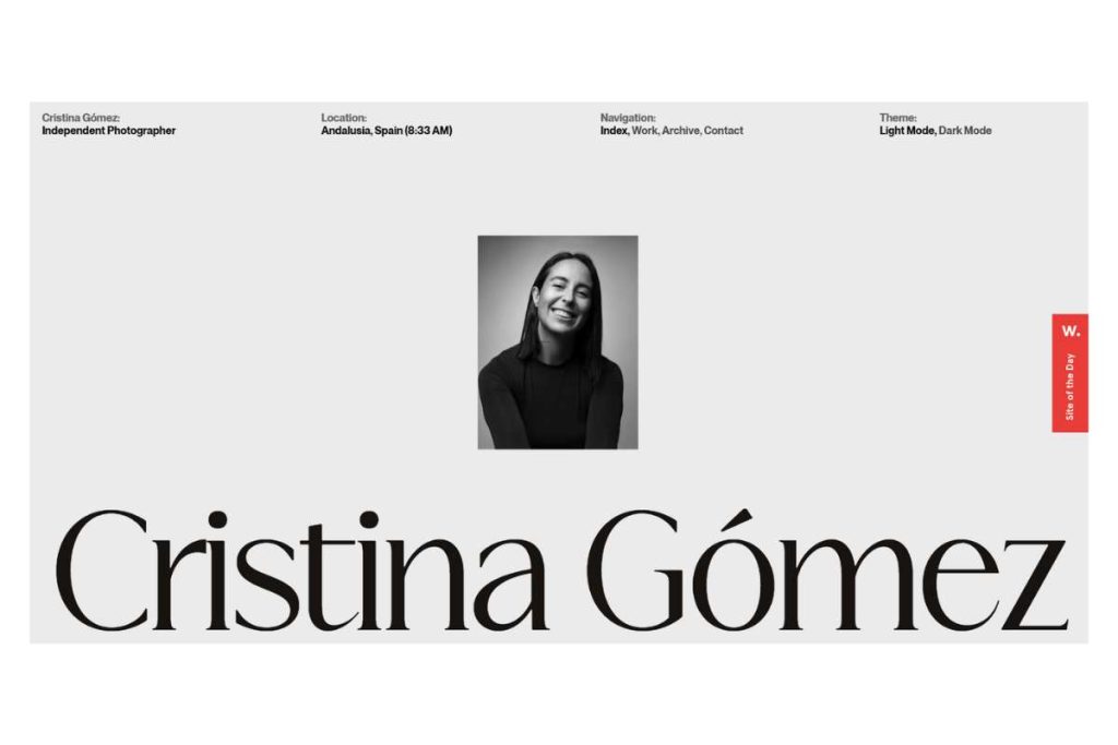 Magazine cover with Cristina Gomez, displaying her original work in a striking minimalist design that emphasizes clean aesthetics.